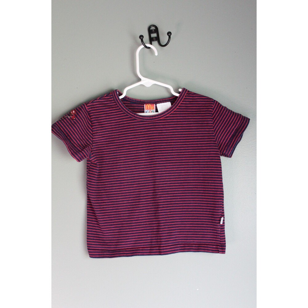 Vintage McKids Brand Toddlers' Top 100% Cotton Navy Red Striped 3T